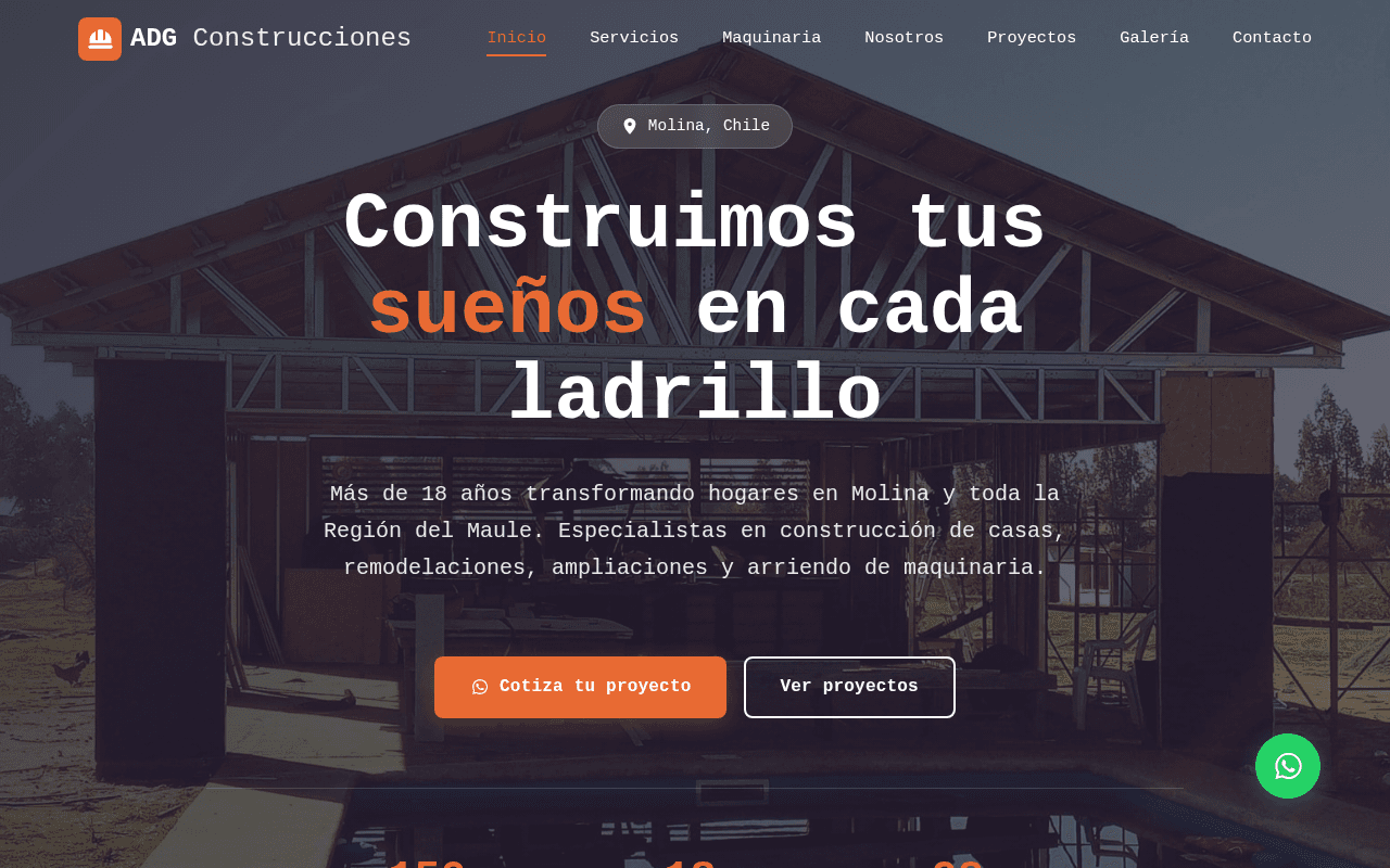 Vista previa del sitio ADG Construcciones